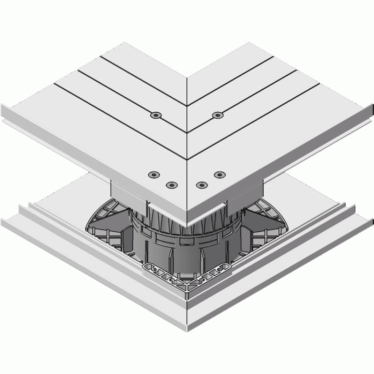 Uchwyt dolny narożny do zabudowy bocznej z płyt